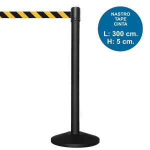 Colonnina segnapercorso nera con nastro nero/giallo