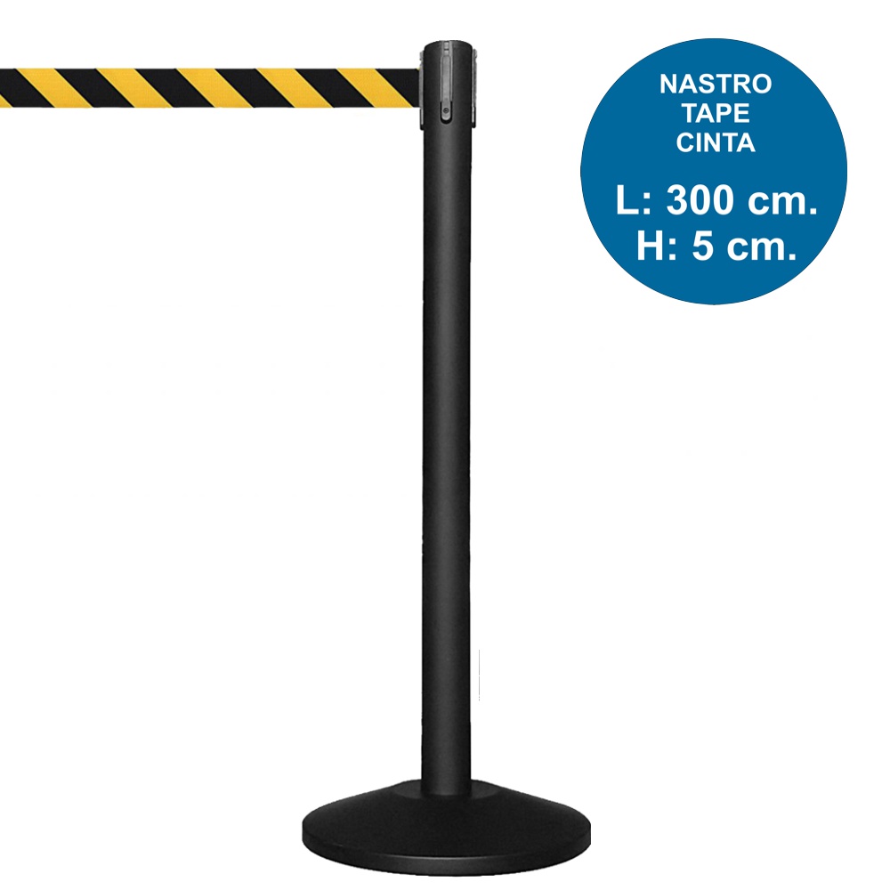 Colonnina segnapercorso nera con nastro nero/giallo