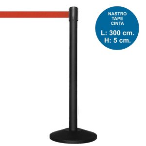 Colonnina segnapercorso nera con nastro rosso