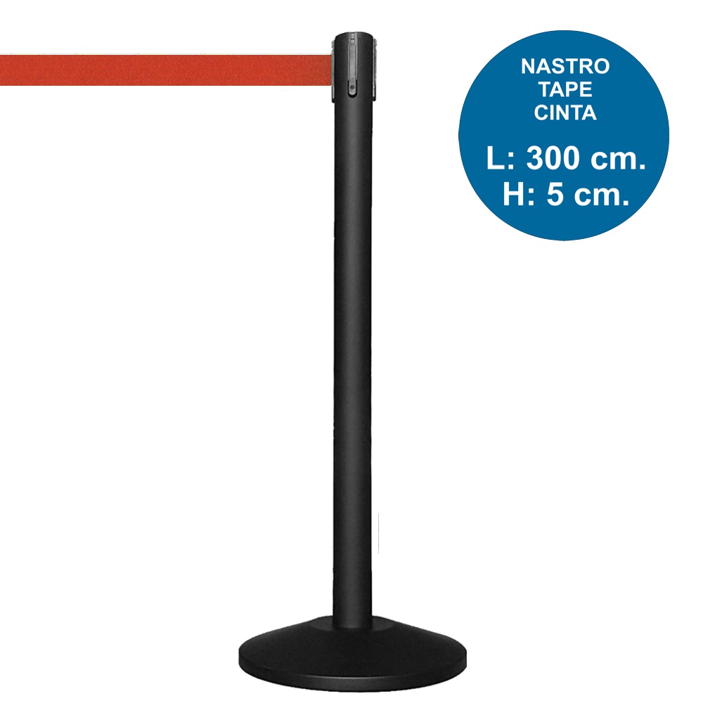 Colonnina segnapercorso nera con nastro rosso