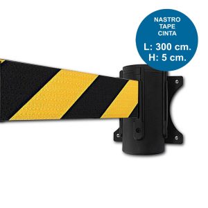 Avvolgitore con attacco a muro e nastro nero/giallo serie Classic - immagine 1