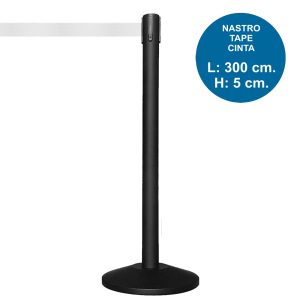 Colonnina-segna-percorso-nera-con-nastro-bianco-di-3-metri