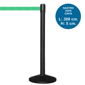 Colonnina segnapercorso nera con nastro verde