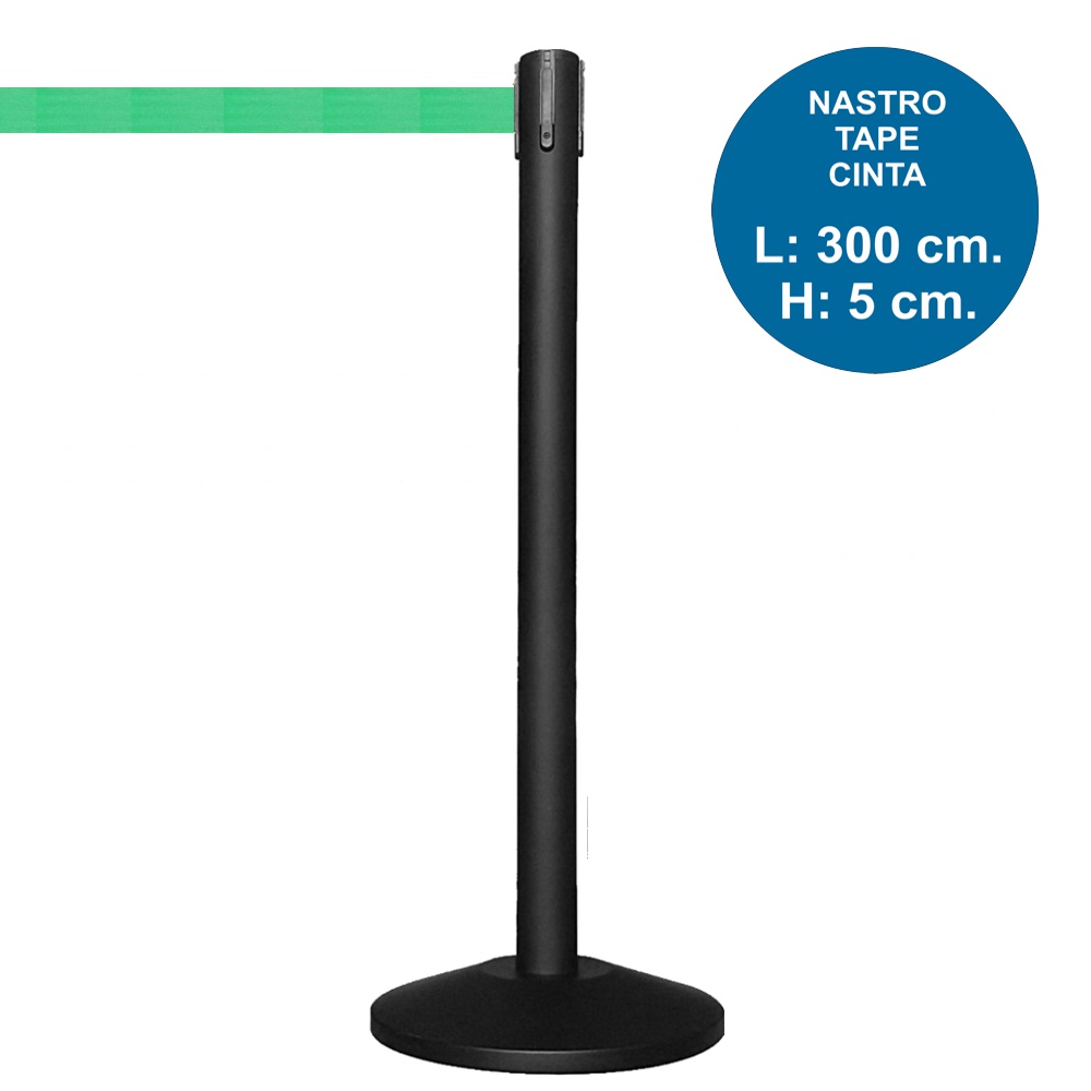 Colonnina segnapercorso nera con nastro verde