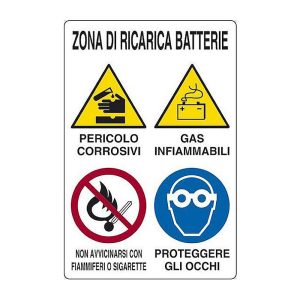 cartello alluminio 300x330 zona di ricarica batteie