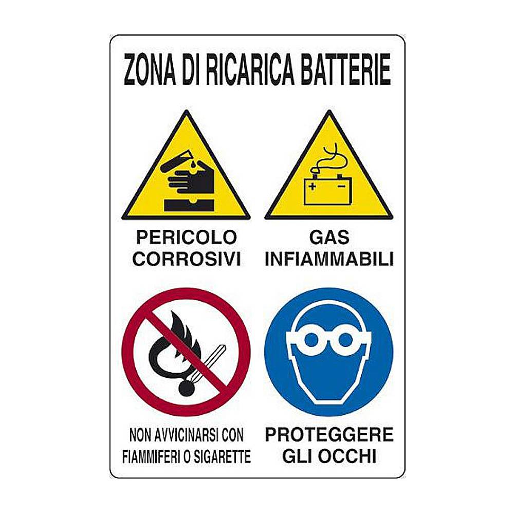 cartello alluminio 300x330 zona di ricarica batteie