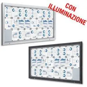 Bacheca da esterno led 24xa4 con certificazione IP56 e apertura a ribalta disponibile in grigio gotico e silver