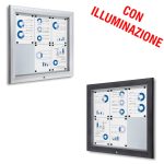 Bacheca da esterno led 6xa4 con certificazione IP56 e apertura a ribalta disponibile in grigio gotico e silver