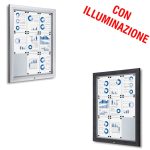 Bacheca da esterno led 9xa4 con certificazione IP56 e apertura a ribalta disponibile in grigio gotico e silver
