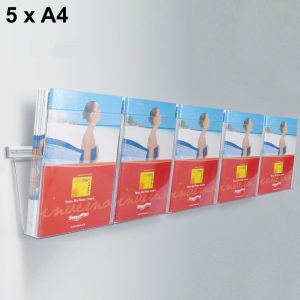 Portadepliant con barra di supporto a parete "Economy" 5 tasche A4 (21x29.7 cm.) - immagine 1