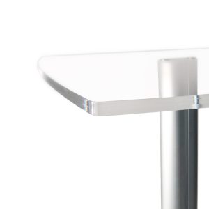 Urna a piantana con cubo porta oggetti in plexiglass trasparente e tavolino di sostegno - immagine 3