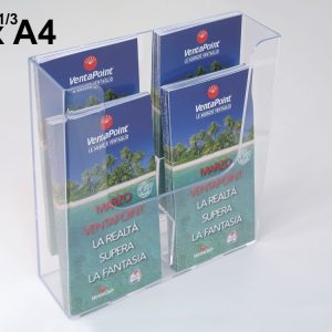 porta depliant da parete 4 tasche 1 3 di a4 verticale su due livelli