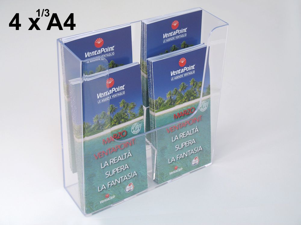 porta depliant da parete 4 tasche 1 3 di a4 verticale su due livelli