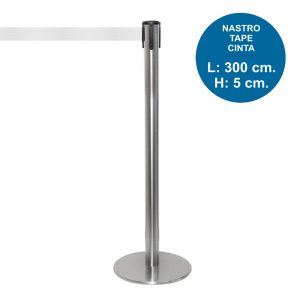 Colonnina segnapercorso TENDILINEA SILVER con nastro bianco di 3 metri – Image 1