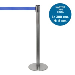 TENDILINEA SILVER stanchion with 3 meter blue tape - Image 1