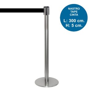 Colonnina segnapercorso TENDILINEA SILVER con nastro nero di 3 metri - immagine 1