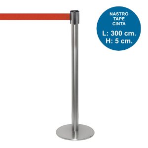 TENDILINEA SILVER stanchion with 3 meter red tape - Image 1
