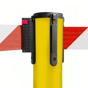 Colonnina segnapercorso TENDILINEA GIALLO di 15 kg con nastro rosso/bianco di 3 metri – Image 2