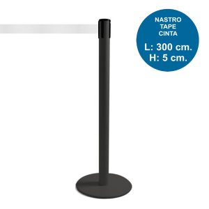 TENDILINEA NERO stanchion with 3 meter white tape - Image 1