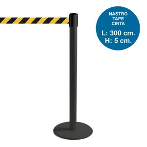 TENDILINEA NERO stanchion with 3 meter black/yellow tape - Image 1