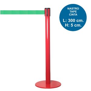 TENDILINEA ROSSO stanchion with 3 meter green tape - Image 1