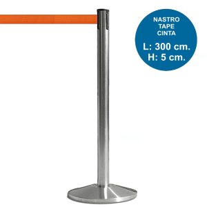 Classic trail marker column with orange ribbon
