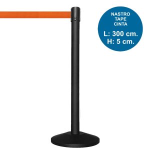 Colonnina segnapercorso BLACK con nastro arancione
