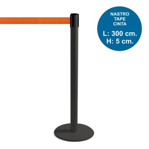 TENDILINEA NERO stanchion with 3 meter orange tape - Image 1