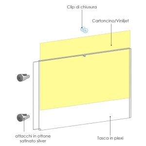 Targa a bandiera con doppio attacco e tasca in PLEXI trasparente per grafica intercambiabile - immagine 3