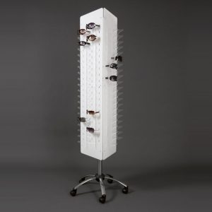 Revolving floor display stand with wheels for 80 pairs of glasses - Image 1