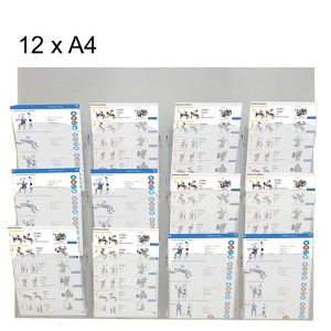 Single-sided advertising display for brochure holder with 12 A4 pockets and divider - Image 1