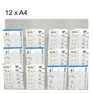 Espositore pubblicitario portadepliant monofacciale da parete a 12 tasche A4 con divisorio – Image 1