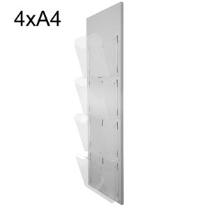 Espositore pubblicitario portadepliant monofacciale da parete a 4 tasche A4 con divisorio - immagine 1