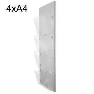 Espositore pubblicitario portadepliant monofacciale da parete a 4 tasche A4 con divisorio - immagine 1