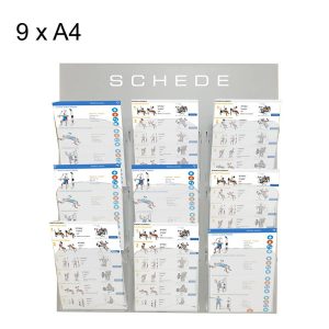 Espositore pubblicitario portadepliant monofacciale da parete a 9 tasche A4 con divisorio - immagine 1