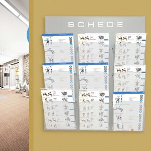 Espositore pubblicitario portadepliant monofacciale da parete a 9 tasche A4 con divisorio - immagine 2