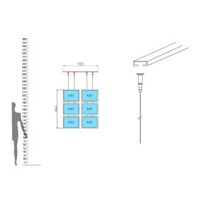 Porte-message avec 6 pochettes A3 éclairées par LED – Image 2