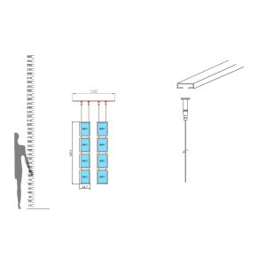 Porta-messaggi con tasche bifacciali illuminate LED - 8 tasche A4 verticale - immagine 2