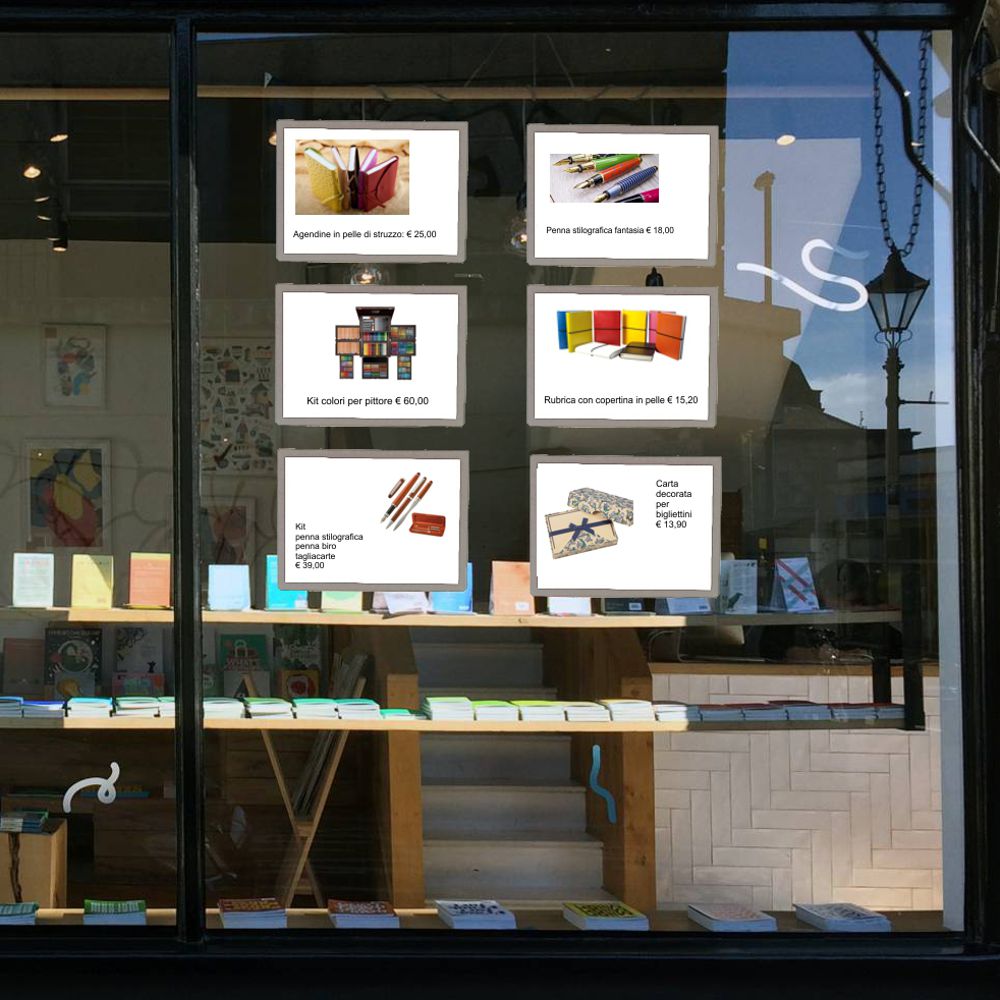 porta-messaggi con 6 tasche A3 illuminate