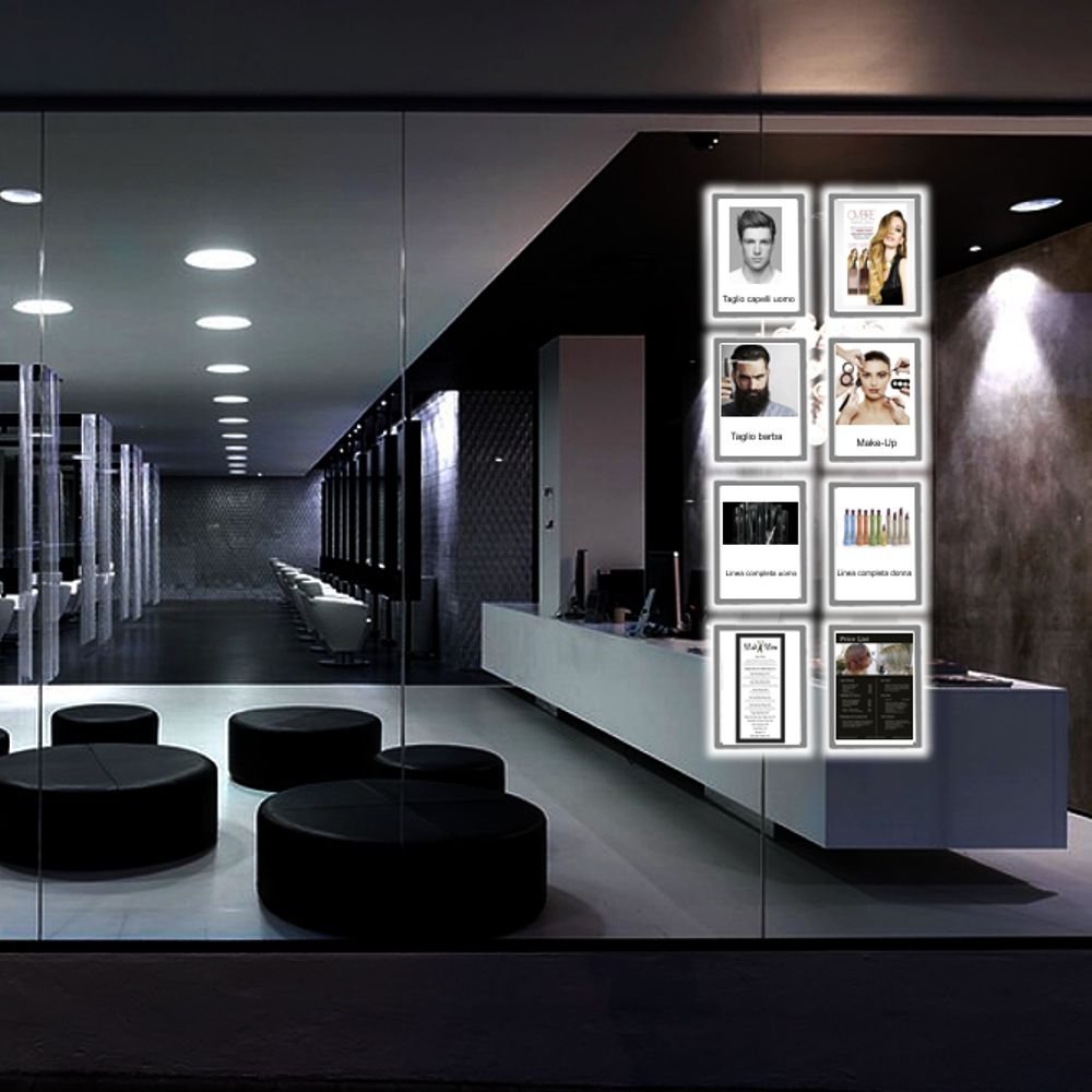 Porta-messaggi con tasche bifacciali illuminate LED