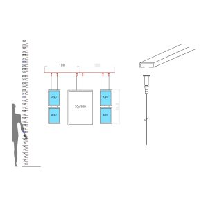Porta-messaggi bifacciale illuminato a LED - 4 tasche A3 verticale e 1 tasca 70x100 - immagine 2