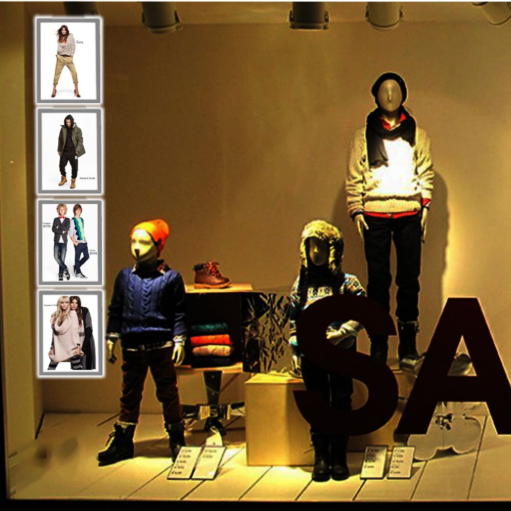 Porta-messaggi con 4 tasche A4 bifacciali illuminate