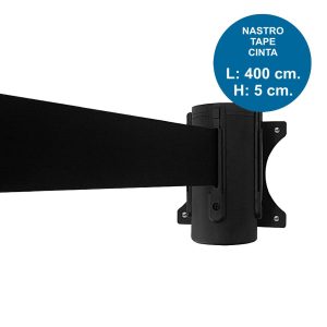 Avvolgitore da 4 metri con attacco a muro e nastro nero serie Classic - immagine 1