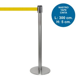 TENDILINEA SILVER stanchion with 3 meter yellow tape - Image 1