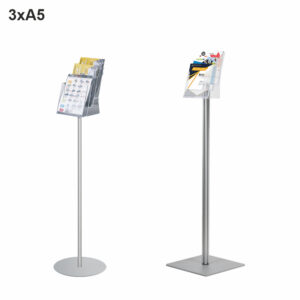 Floor-standing brochure holder with 3 A5 pockets - Image 1