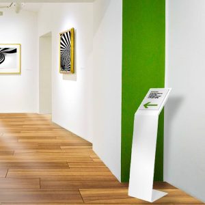 Pied de sol en métal BLANC avec pochette A4 et base en L – Image 2