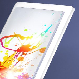 Pied de sol en métal BLANC avec pochette A4 et base en L – Image 3