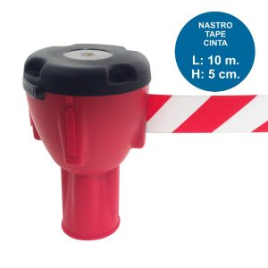 Aggancio rosso per cono con nastro rosso-bianco da 10 metri - immagine 1