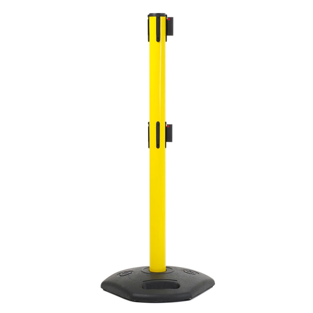 Colonnina segnapercorso gialla da esterno doppio nastro nero giallo base plastica riciclata