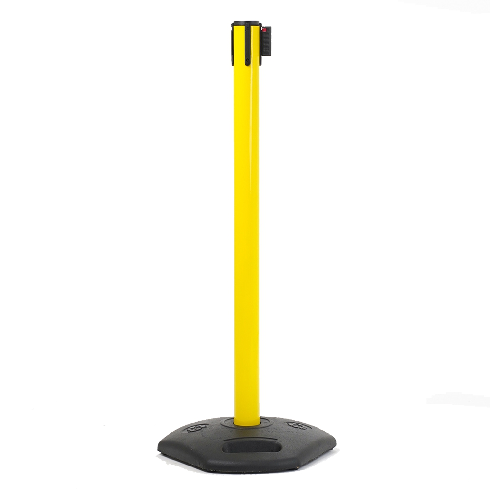 Colonnina segnapercorso gialla da esterno nastro singolo nero giallo base plastica riciclata 2